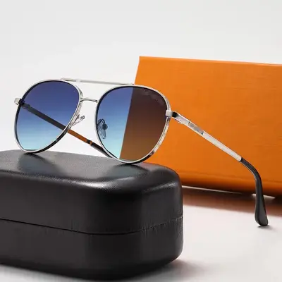 Unisex Metal Large-Frame Double-Bridge Frog Sunglasses - 10