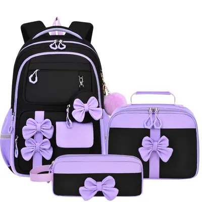Primary School Backpack Set, Three-Piece, Bow Design, Girls, Large Capacity - 5
