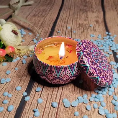 Kreative Trockenblumen-Duftkerze mit Raumduft und Geschenkbox, Rose