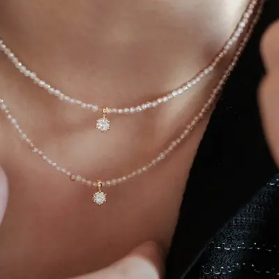 Kolye, Sanswood, gümüş, zirkon ve moissanite