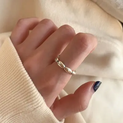 Kore tarzı niş tasarım 925 ayar gümüş minimalist kadın yüzüğü, solmayan vintage ağır işçilik yüzük takı toptan satış - 8