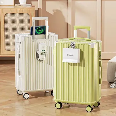 Women's suitcase, multifunctional, silent wheels, combination lock, rechargeable