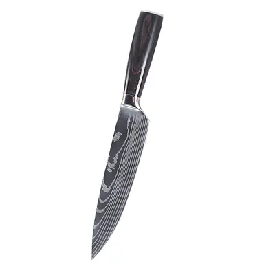 Şam deseni bıçak seti, renkli ahşap sap, şef, santoku - 8