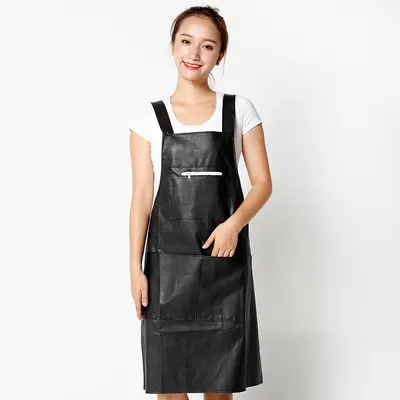 Waterproof Oil-Resistant PU Leather Kitchen Apron - 9