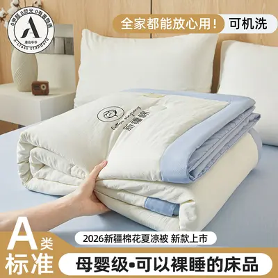 Class A Mother and Baby Grade Summer Cooling Quilt Xinjiang Cotton Summer Quilt Air Conditioning Quilt Core Summer Children's Thin Quilt Single Person Machine Washable - 2