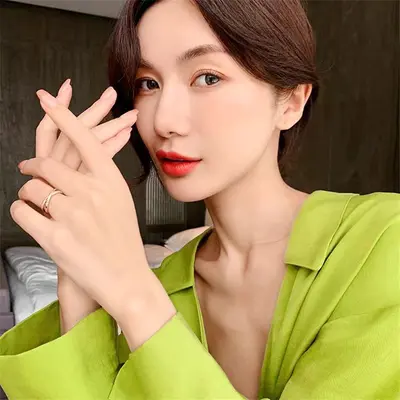 简约交叉锆石食指戒指女 ins潮网红时尚个性可调节微镶玫瑰金指环 - 3