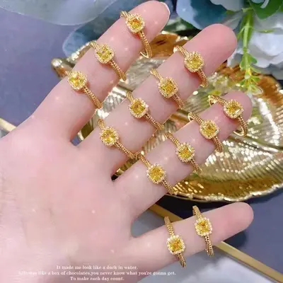 18k gold-plated ring with colorful zircon stones, women's