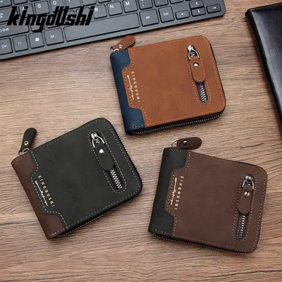 Men's short wallet with multiple card slots, large capacity, zipper - 2