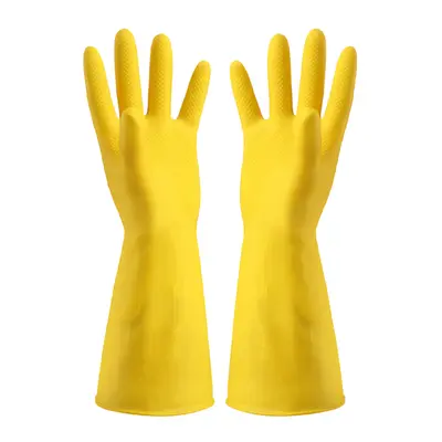Oxford Yellow Waterproof Household Rubber Gloves, Non-Slip and Thickened