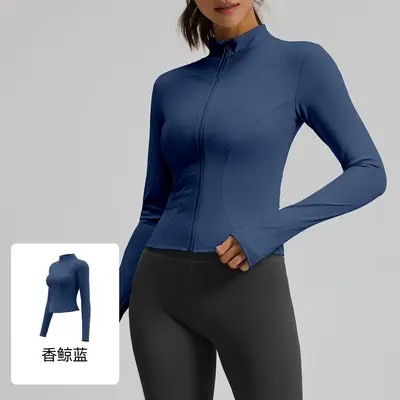 源头工厂加工定制来图打样贴牌logo瑜伽服外套健身上衣女 - 9