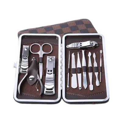 Stainless steel nail clipper set, 12-piece, smiley design