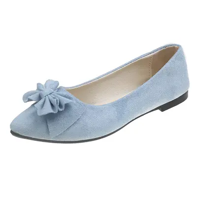 Women's Suede Ballet Flats with Bow, Pointed Toe, Size 43 - 12