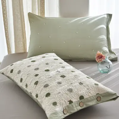 100% Cotton Button Pillow Cover, 48x74 cm, Single Size - 8