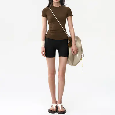Plus Size Women's Sports Set, Short Sleeve Quick-Dry Pilates Yoga Wear - 11
