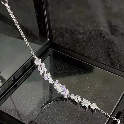 Glisine çiçeği gülümseme bilekliği, kristal, kadın - 4