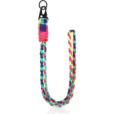Robuste geflochtene Paracord-Halsschlinge Schlüsselanhänger für Damen und Herren, Outdoor-Überlebens-Paracord-Halskette mit Kamera, Geldbörse und Schlüsseln
