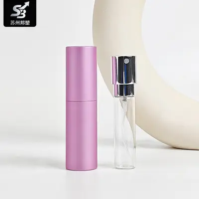 Yüksek kaliteli metal 5ml elektrokimyasal alüminyum iki bölmeli döner şişe, parfüm şişesi, sprey şişesi, 6ml ile doldurulabilir, ücretsiz logo baskısı.