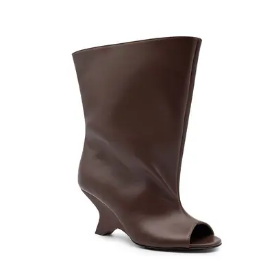 Damen-Keilstiefel mit Fischmaul-Design, kurz