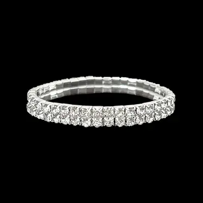 Women's full rhinestone elastic bracelet with multi-row claw chain