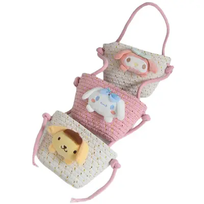 Cartoon Woven Wall-Mounted Three-Layer Hanging Storage Basket