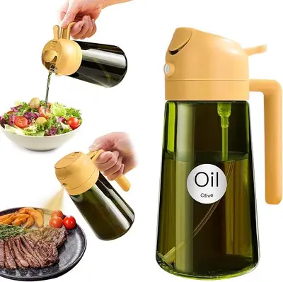 Plastik Püskürtmeli Yağ Şişesi Döküntülü 500ML Yağ Kapı Yağ Püskürtme Şişesi Cam Ev Mutfak Hava Fritöz Yağ Püskürtme Şişesi - 3