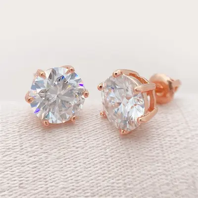 S925 Sterling Silver Moissanite Earrings, VVS Six-Claw Setting, Hip-Hop Style