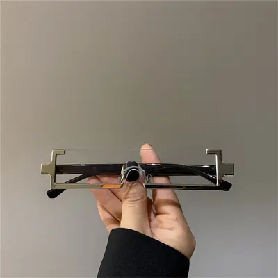 Small Frame Sunglasses for Men and Metal Rectangular One-Piece Sunglasses for Women - 8