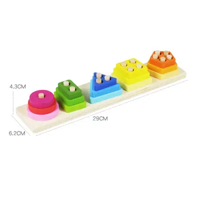 Şekil beş set sütun geometrisi eşleşen oyuncaklar Montessori 0-3 yaş arası çocuk öğretim yardımcıları ahşap oyuncaklar erken eğitim yapı taşları sınır ötesi
