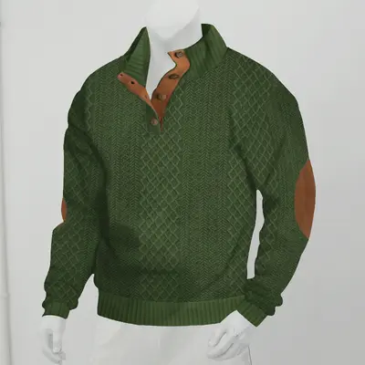 2025 Sınır ötesi erkek giyim Amazon Temu sweatshirt erkek sonbahar ve kış ince dik yaka uzun kollu jakarlı örgü kazak - 10