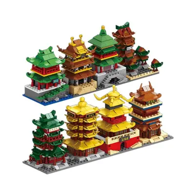 Kompatibel mit Lego, chinesischer Stil, antikes Architekturmodell Gelbkranichturm Yueyang-Turm, hoher Bausteine-Straßenszene-Modell, Kinderspielzeug, Großhandel, Dropshipping