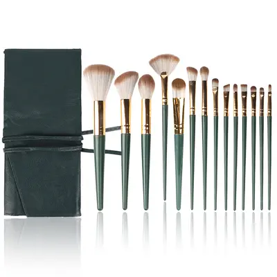 14-teiliges Green Cloud Makeup Pinsel Set, Cangzhou Naturborsten Lidschatten-, Puder-, Foundation- und Rouge-Pinsel, Beauty Tools im Großhandel - 7