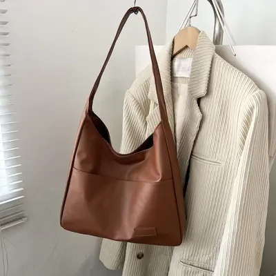 2025 Soft Leather Niche Commuter Tote Bag, Student Class Single-Shoulder Crossbody Bag, Wholesale Large-Capacity Women's Handbag