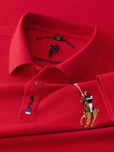 Erkek Nakışlı Pamuklu Uzun Kollu Polo Yaka Tişört, Sonbahar Modeli