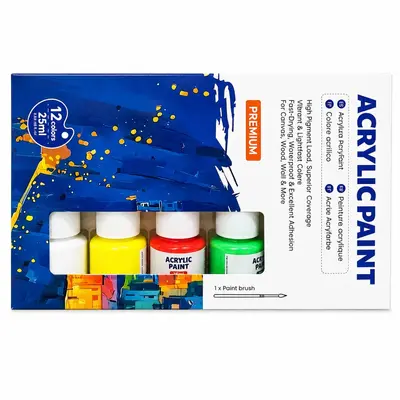 Akrilik boya seti 12 ml, çocuk çizim, DIY yumuşak tüp - 11
