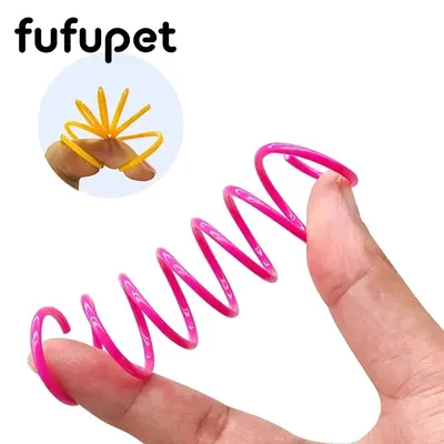 Farbiges Federspiral-Katzenspielzeug 4er-Set, bissfest - 2