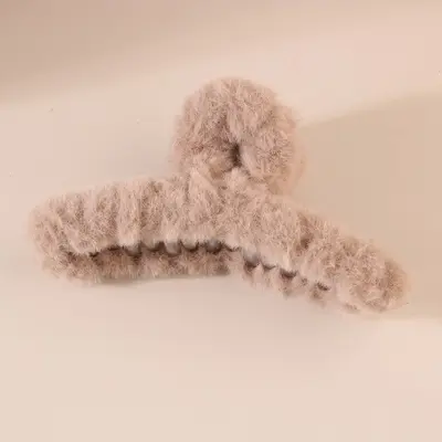 Plüsch-Haarspange, voluminöse Haarspange, große Größe für dickes Haar, Hai-Haarspange, Haarspange für Herbst und Winter hinten am Kopf, einfaches Haaraccessoire. - 8