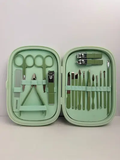 Edelstahl Nagelschere Set 18-teilig Nagelwerkzeug Nagelzange Nagelfeile Nagelpflege Maniküre Set mit tragbarem Aufbewahrungsbox - 9