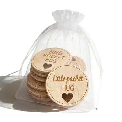 Natural Wooden Heart Token, Laser Engraved Encouragement Gift