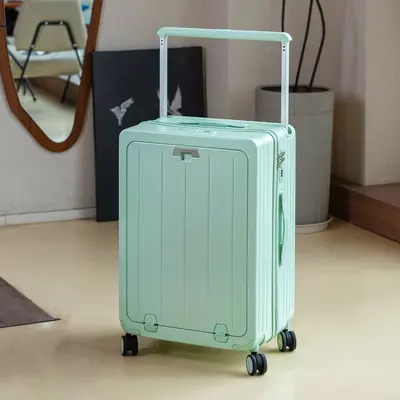 20 Inch Front-Opening Women's Boarding Suitcase with Combination Lock - 12