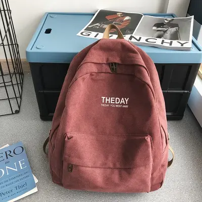 Men's Canvas Backpack, Solid Colour, Hong Kong Style, Large Capacity - 5