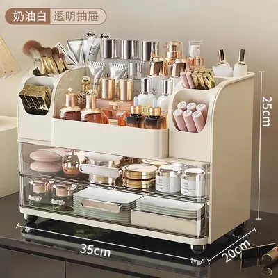 Desktop cosmetics storage box with mirror design - 9