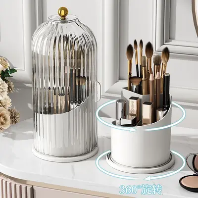 Drehbare Kosmetik-Aufbewahrungsbox, transparenter Schreibtisch-Organizer - 4