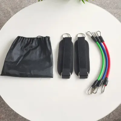 Resistance Band Exercise Set with Three Tubes, Door Anchor and Ankle Straps - 6