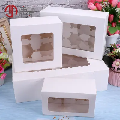 Cake Box, Muffin Box, Paper Pastry Packaging Box, 1/2/4/6/12 Pieces - 4