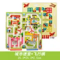 Holz-Doppelseitiges magnetisches Ringspiel mit Kugellabyrinth und Flugschach