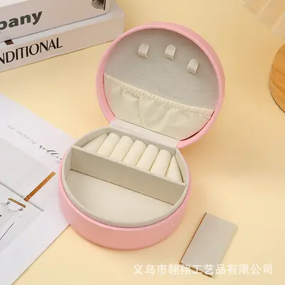 Small Semi-circular Jewelry Box Deluxe Mini Jewelry Storage Box Portable Travel Ring Earring Princess Jewelry Pouch - 5