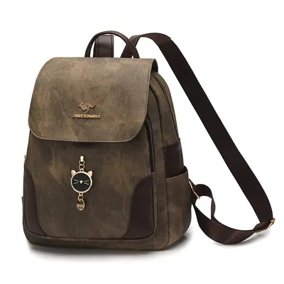 Women's PU Backpack Retro Textured Casual Style - 8