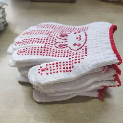 Çocuk kaymaz iş eldiveni, beyaz noktalı, okul ve bahçe için