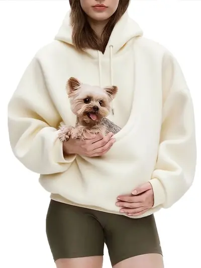 BK8837# Amazon Europa USA Herbst Winter Cross-Border einfarbiger Kapuzen-Plüsch Haustier-Tasche lockerer Pullover Damen
