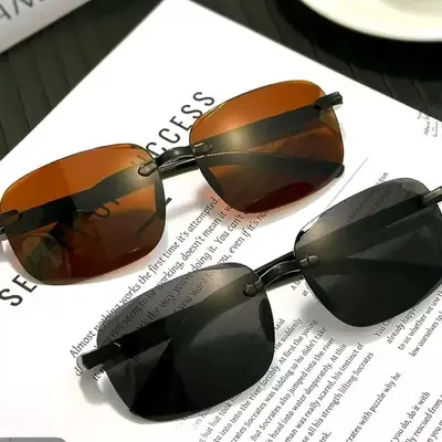 Modische rahmenlose Sonnenbrille mit Schnittkante, UV400-Schutz - 3